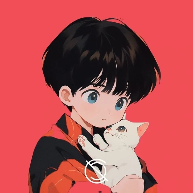 Cute chibi anime boy couple avatar siêu tình cảm đáng yêu