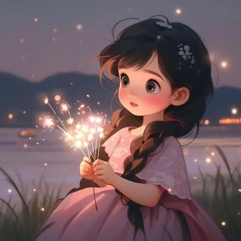 Avatar chibi nữ cute màu hồng dịu dàng và nữ tính hết nấc