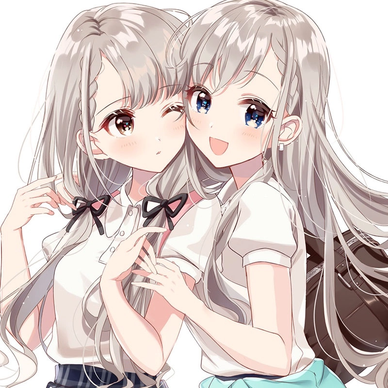 Ảnh avatar đôi ngộ nghĩnh anime chibi girl cute dễ vẽ cho bạn gái sáng tạo