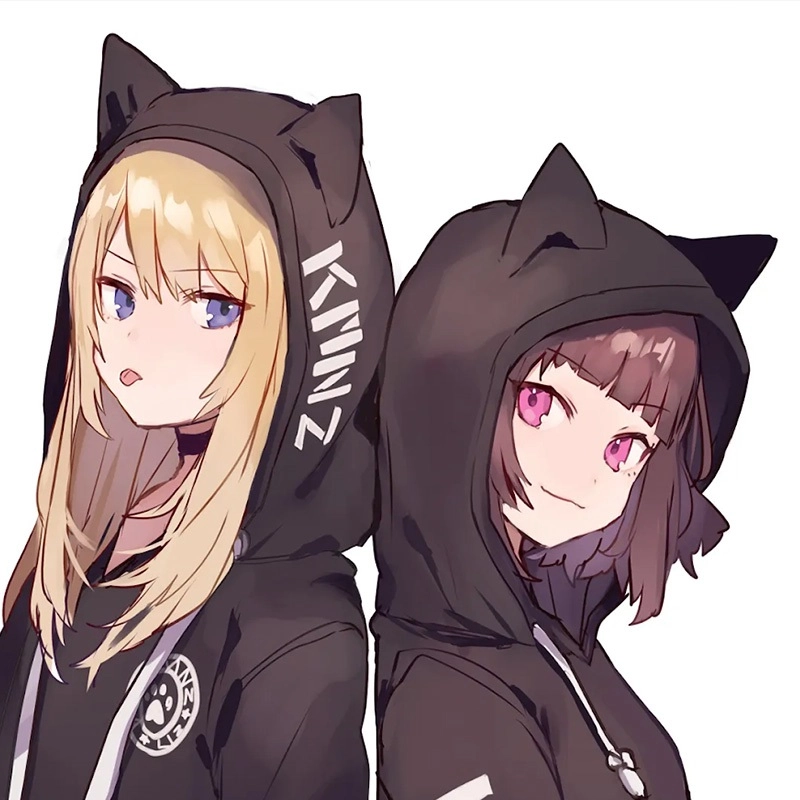 Cute avatar đôi bff nữ chibi mang đậm phong cách nữ tính dễ thương