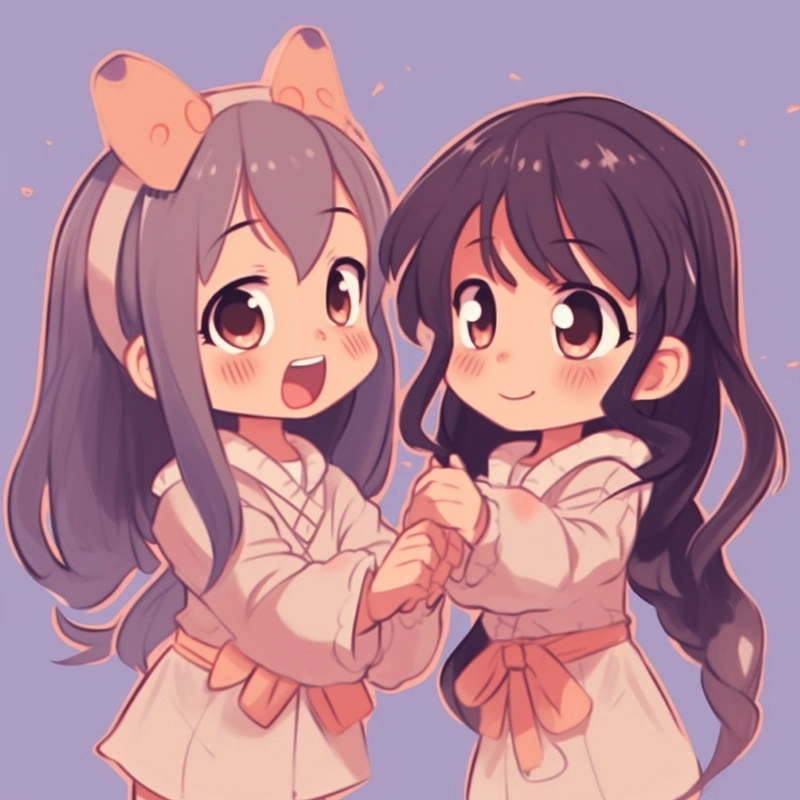 Anime chibi cute avatar đôi bff nữ chibi giúp thể hiện cá tính riêng biệt