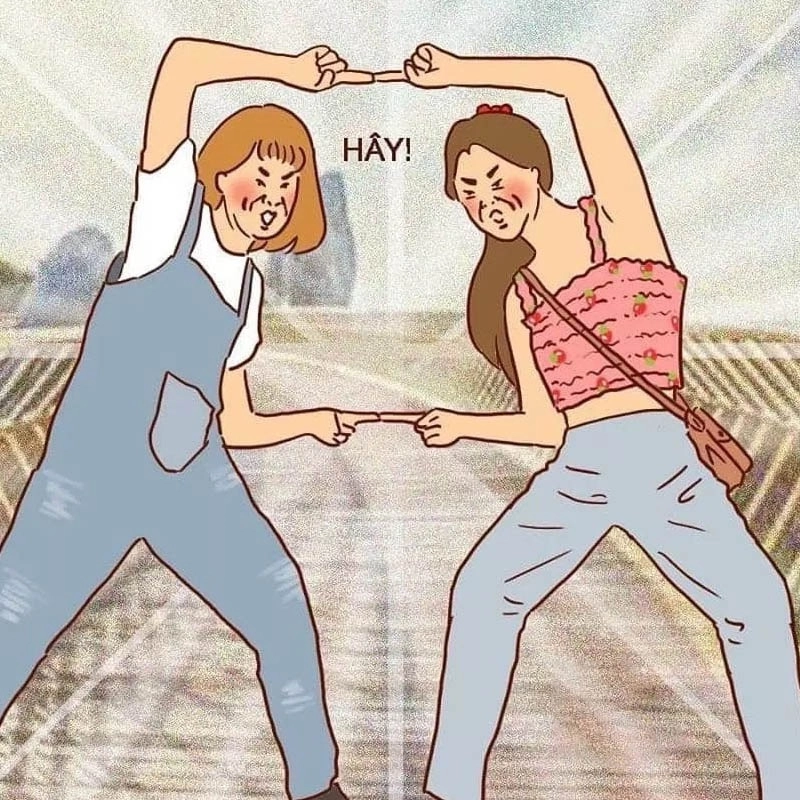 Avatar đôi bạn thân nữ cute chibi làm nổi bật tình bạn ngọt ngào