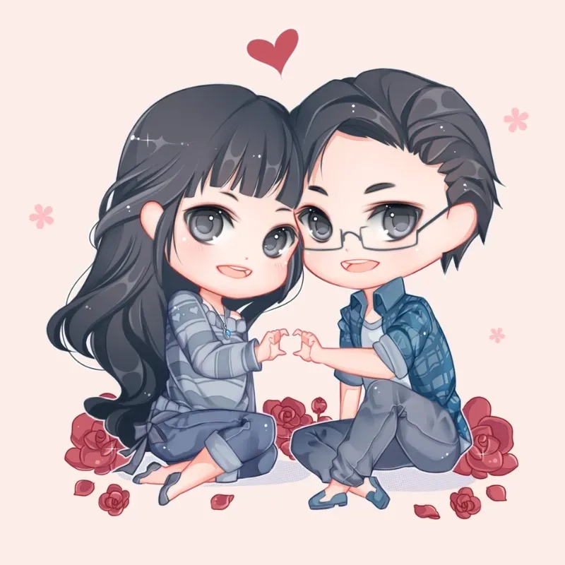 Avt đôi chibi avatar đôi bff cute cực hợp cho bạn thân hoặc người yêu