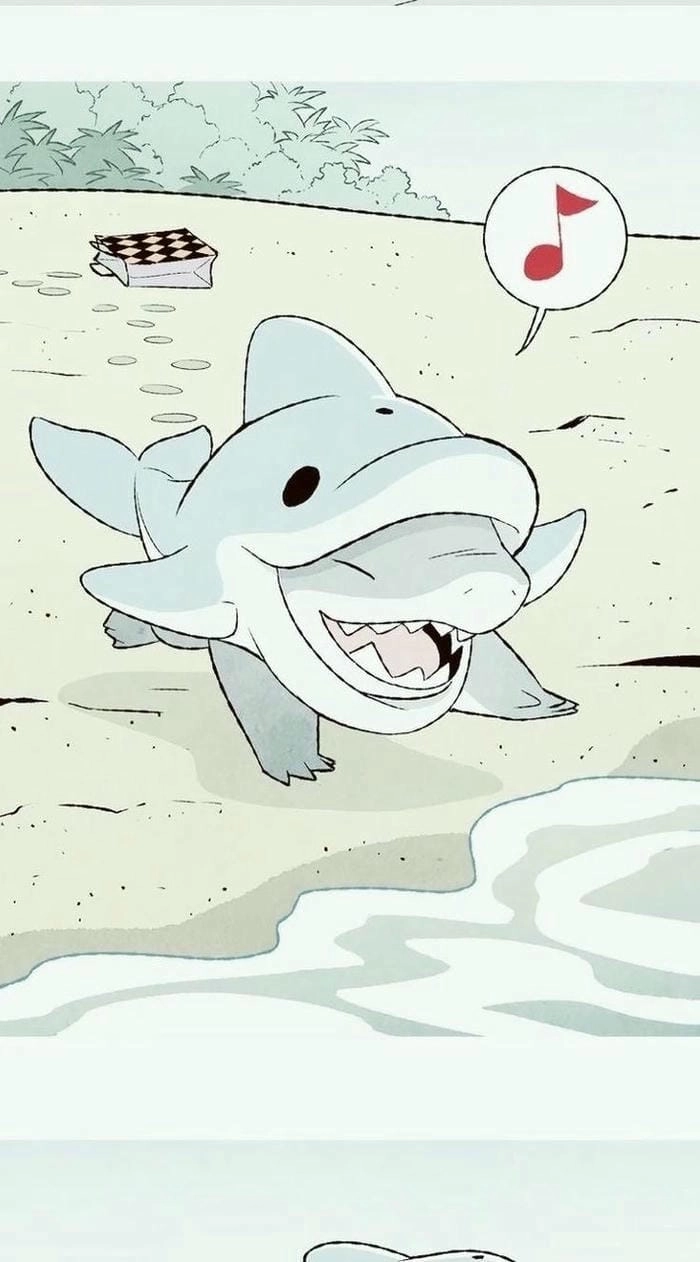 Tranh vẽ cá mập chibi cute siêu sinh động