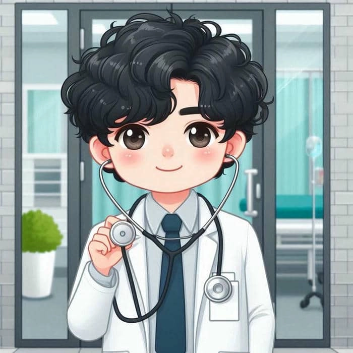 Ảnh bác sĩ nữ chibi tạo dáng chuyên nghiệp