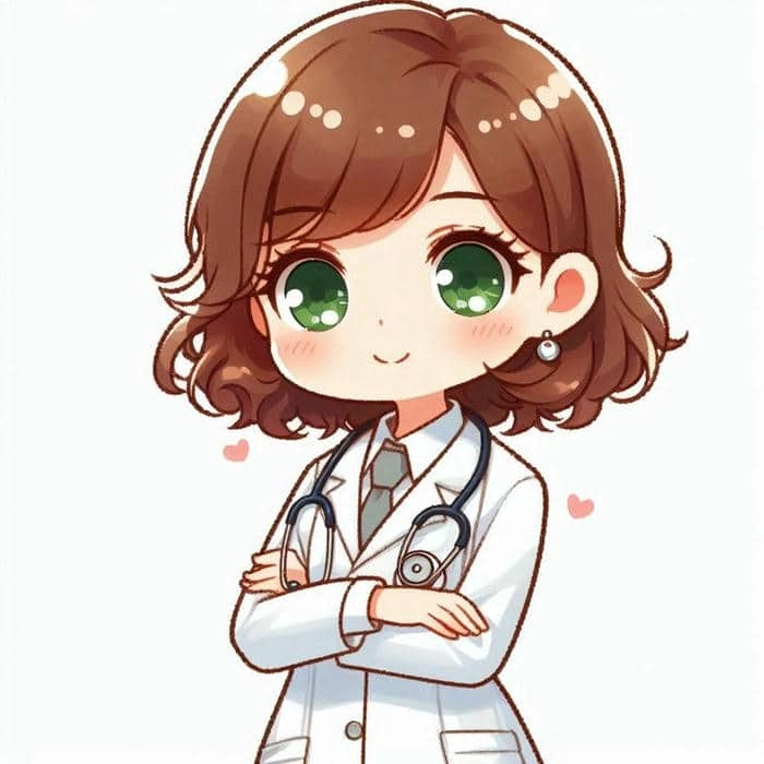 Y tá chibi mỉm cười thân thiện