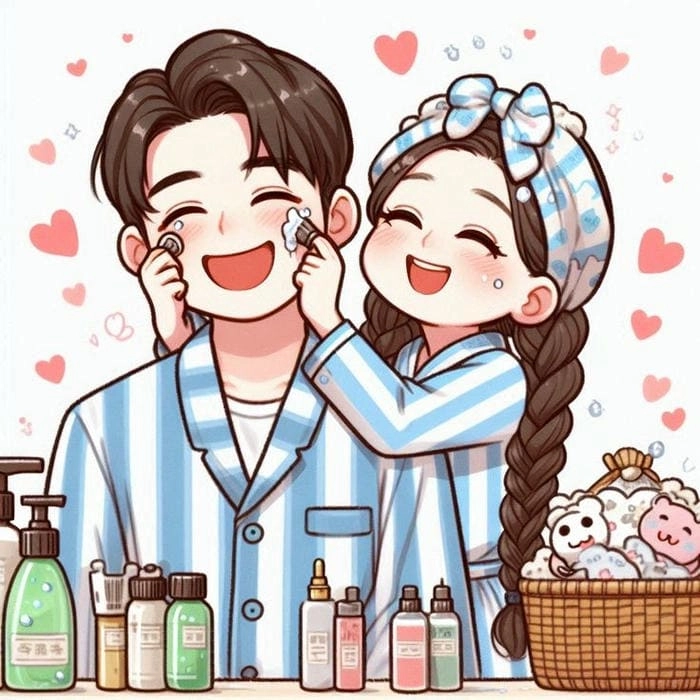 Thấy yêu đời với hình cặp đôi yêu nhau chibi