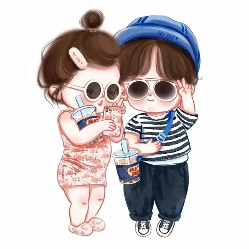 Không thể rời mắt hình chibi đôi dễ thương