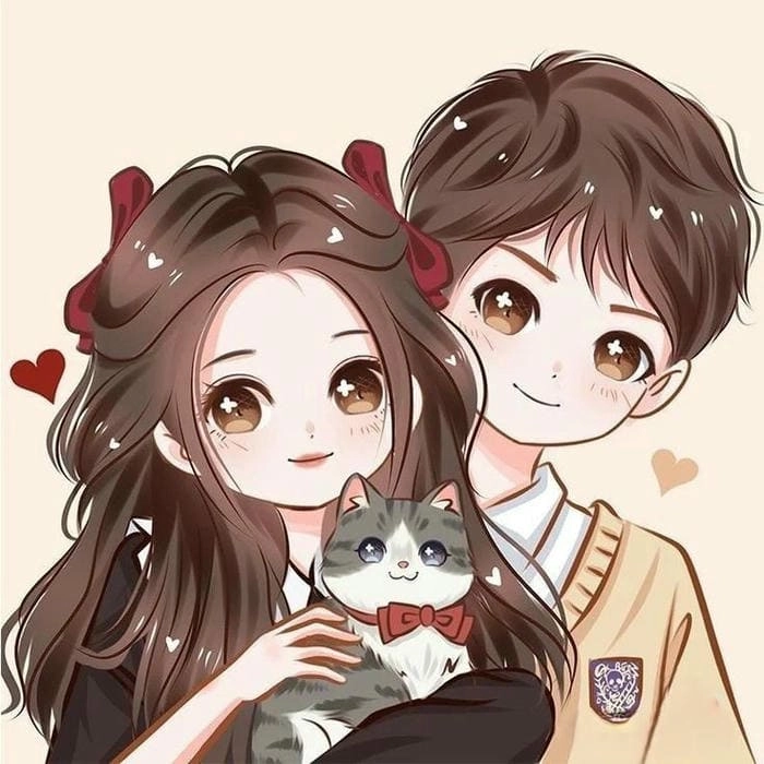 Lãng mạn cùng hình ảnh cặp đôi yêu nhau chibi