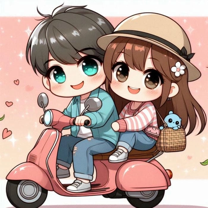 Dễ thương hết mức với ảnh chibi cute đôi