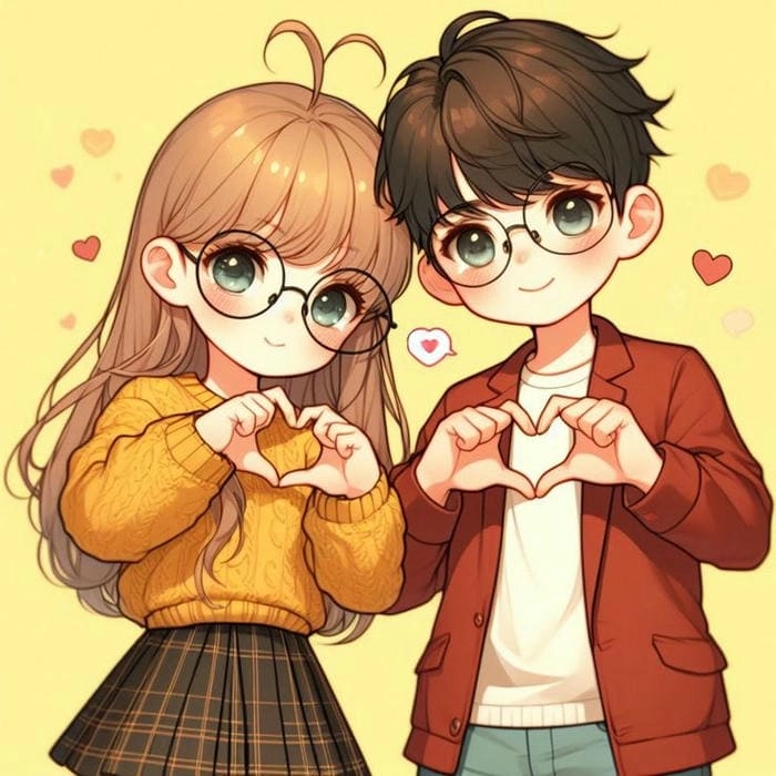 Đắm chìm trong ảnh cặp đôi anime chibi cute