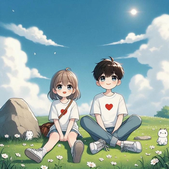 Tình tứ cùng ảnh cặp đôi yêu nhau chibi
