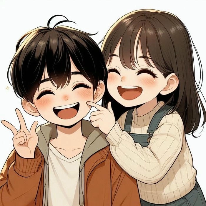 Bộ ảnh đôi nam nữ chibi siêu đáng yêu
