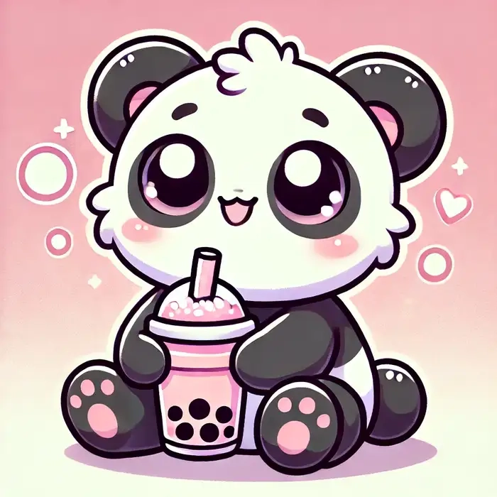Gấu trúc cute chibi với đôi mắt tròn xoe tinh nghịch