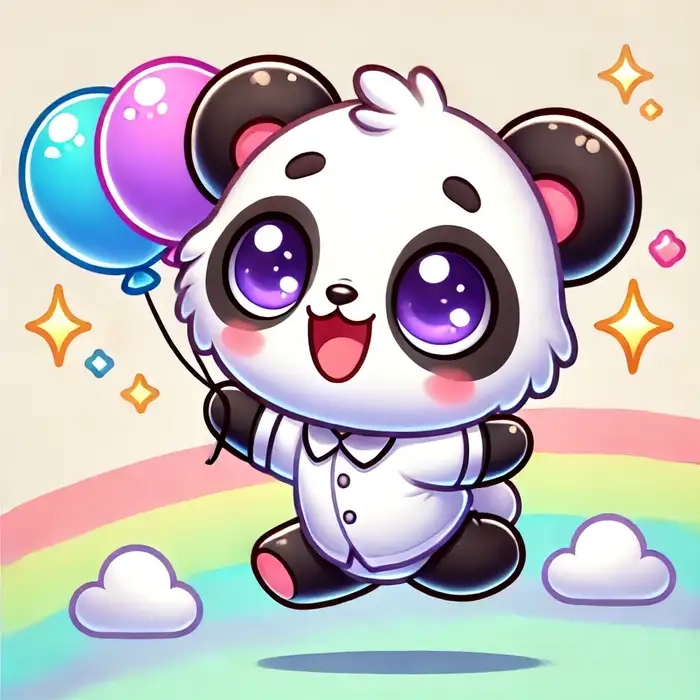 Hình gấu trúc chibi mang phong cách đáng yêu cổ điển