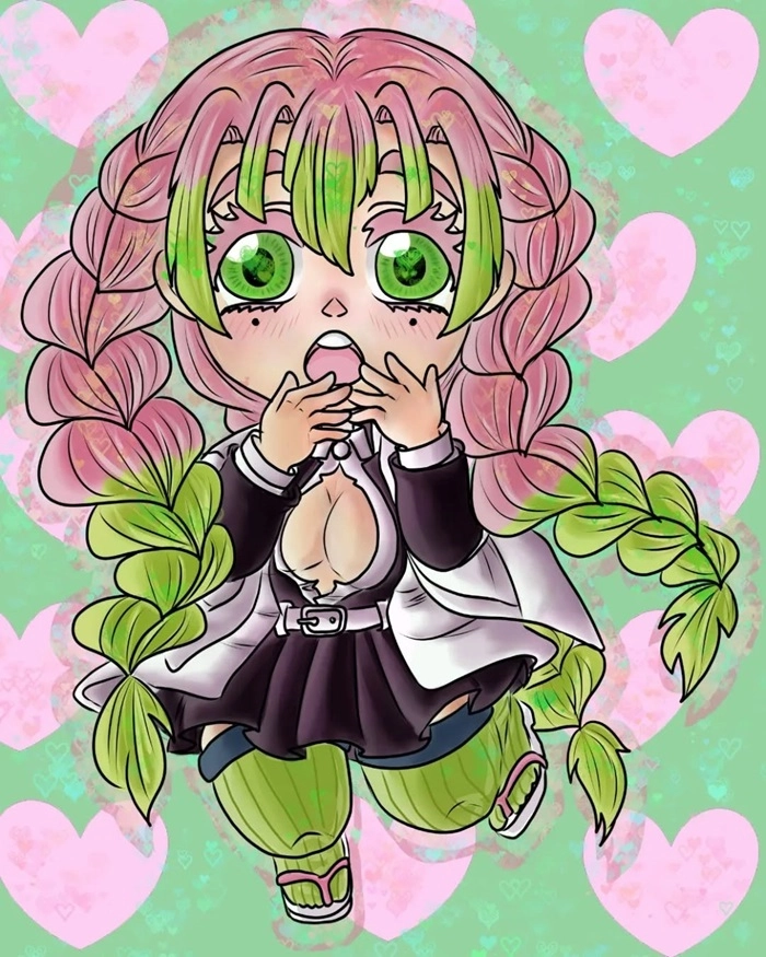 Khung cảnh ngọt ngào của mitsuri và shinobu chibi