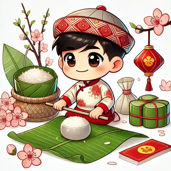 Tạo ảnh chibi ghép mặt tết cho mùa xuân