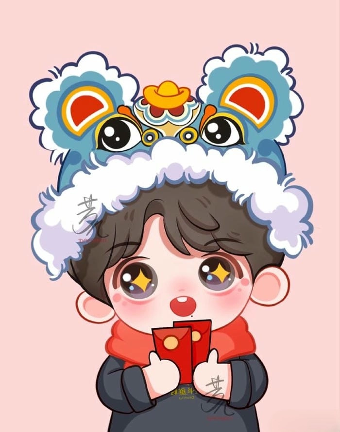 Chọn ngay hình chibi ghép mặt tết sáng tạo