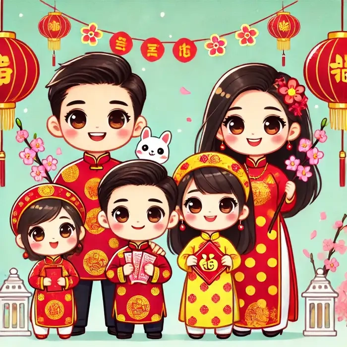 Trang trí tết với hình chibi tết cho bé