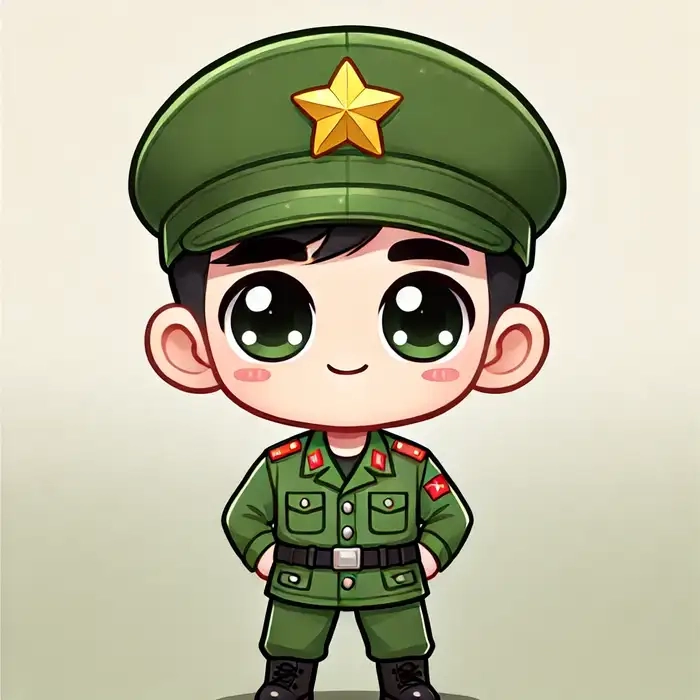Hình ảnh chú bộ đội chibi dễ mến