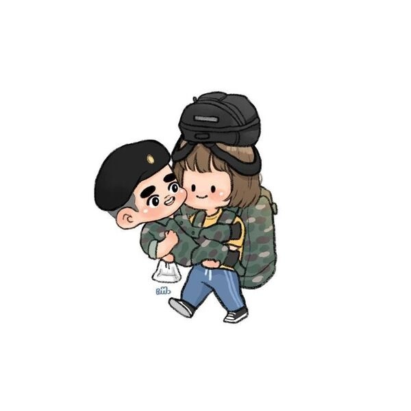 Chú bộ đội chibi đứng nghiêm trang