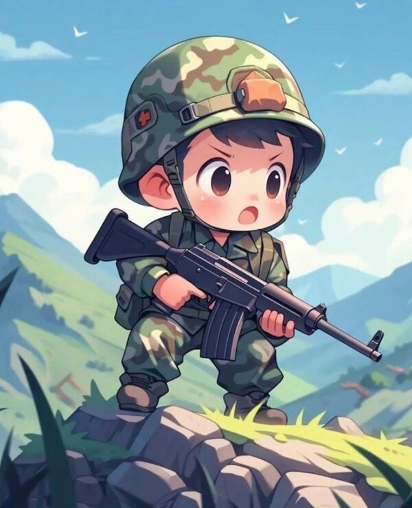 Hình chibi bộ đội dũng cảm hiền hòa