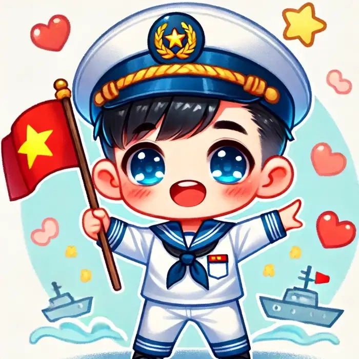 Chibi bộ đội đang chơi đàn vui vẻ