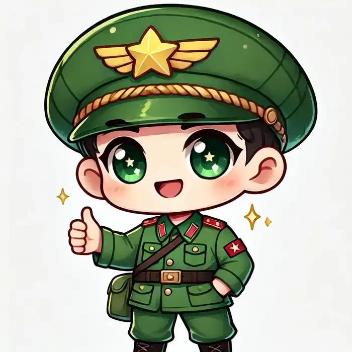 Hình chibi bộ đội đang cầm ống nhòm