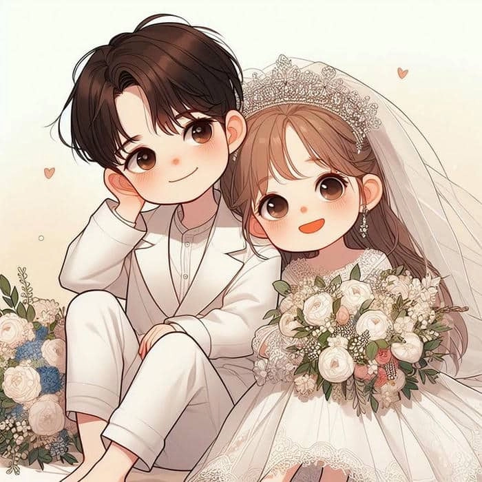 Cô dâu chú rể chibi dễ thương nổi bật