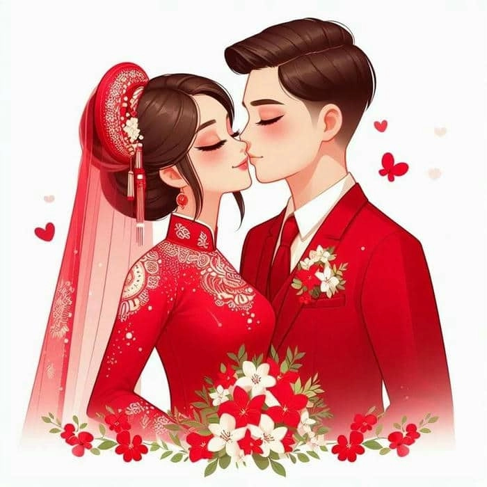 Khám phá hình cô dâu chú rể hoạt hình dễ thương