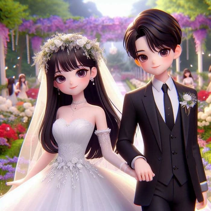 Gợi ý vẽ cô dâu chú rể chibi đơn giản