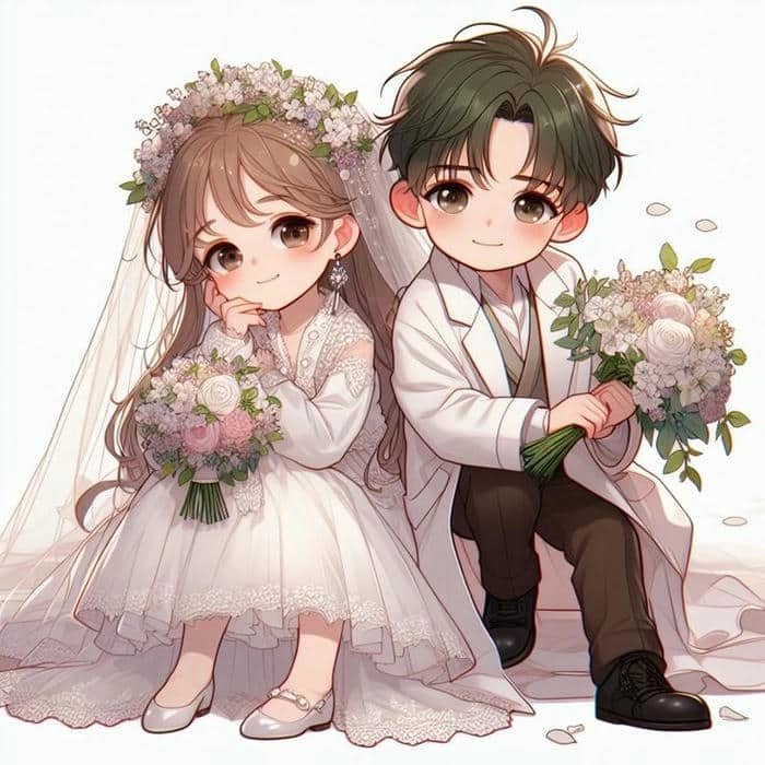 Chia sẻ ảnh chibi cô dâu chú rể đẹp mê