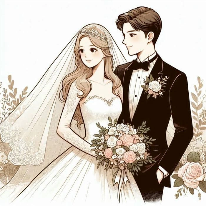 Đặt ngay avatar đôi cô dâu chú rể chibi tình cảm