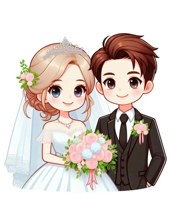 Ý tưởng chibi cô dâu chú rể áo dài truyền thống