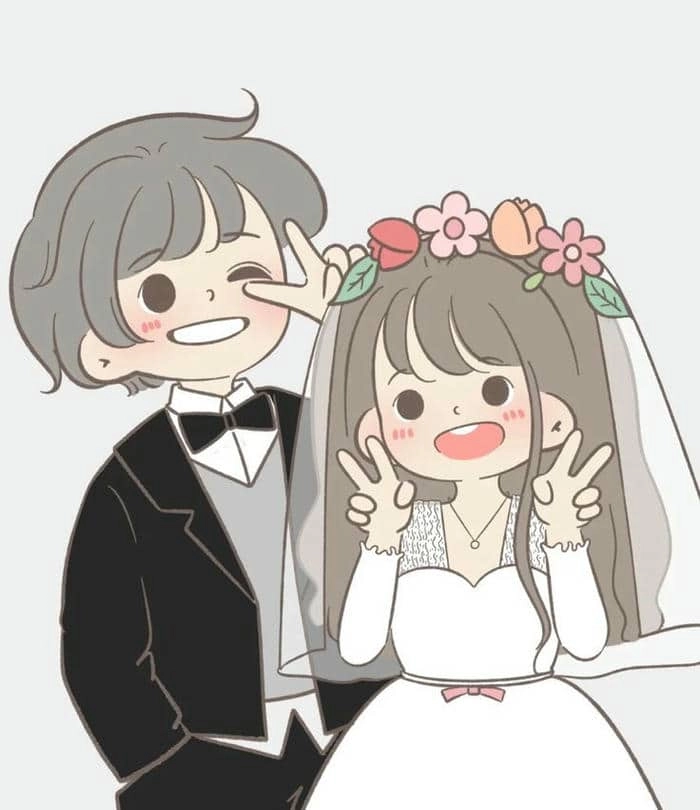 Thử ngay ghép ảnh cô dâu chú rể chibi vui nhộn