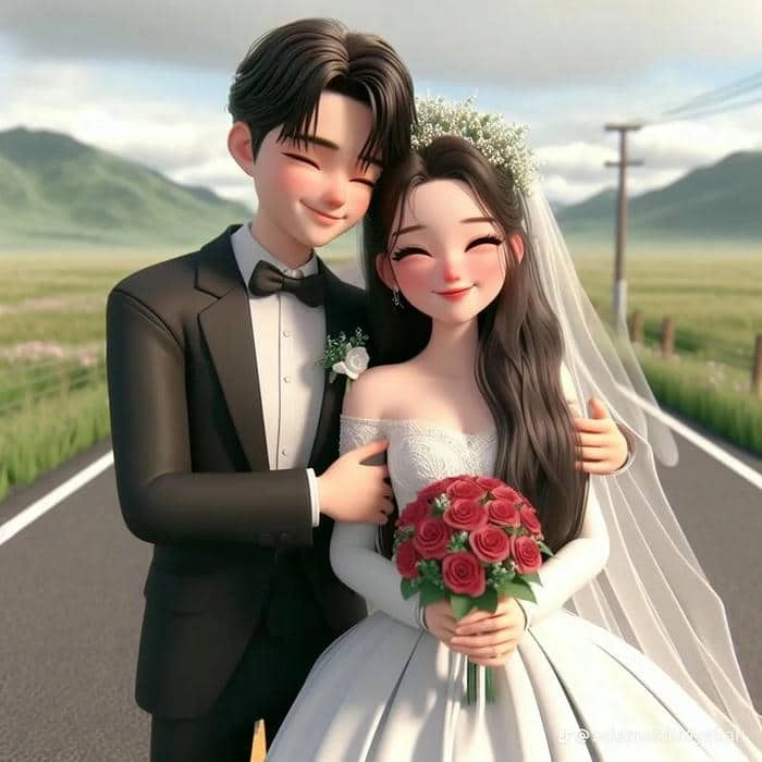 Xem mẫu cô dâu chú rể chibi áo dài truyền thống