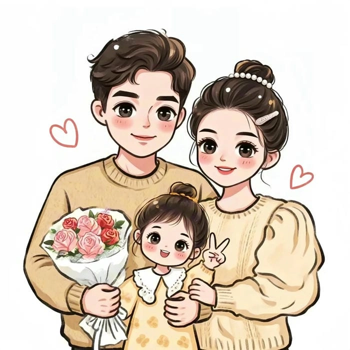 Cảm xúc hoạt hình qua nét vẽ Gia đình chibi