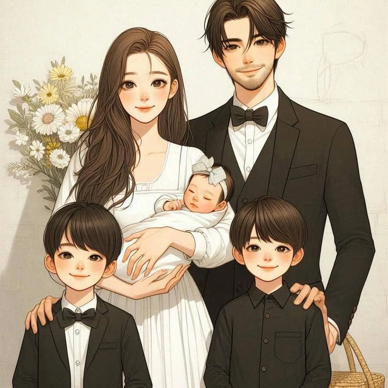 Sáng tạo ảnh chân dung kiểu Gia đình chibi