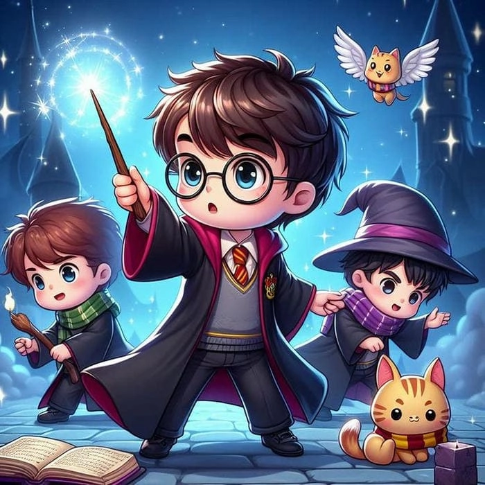 Tải miễn phí harry potter chibi vector siêu nét