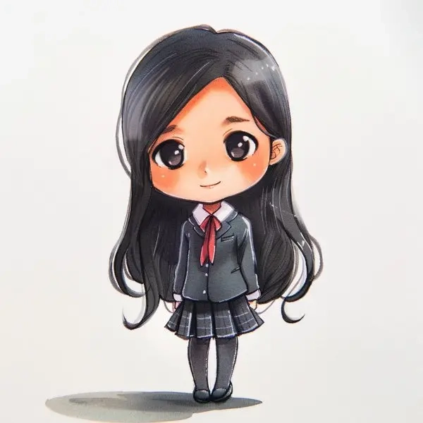 Ảnh chibi học sinh mô tả tinh thần tuổi trẻ