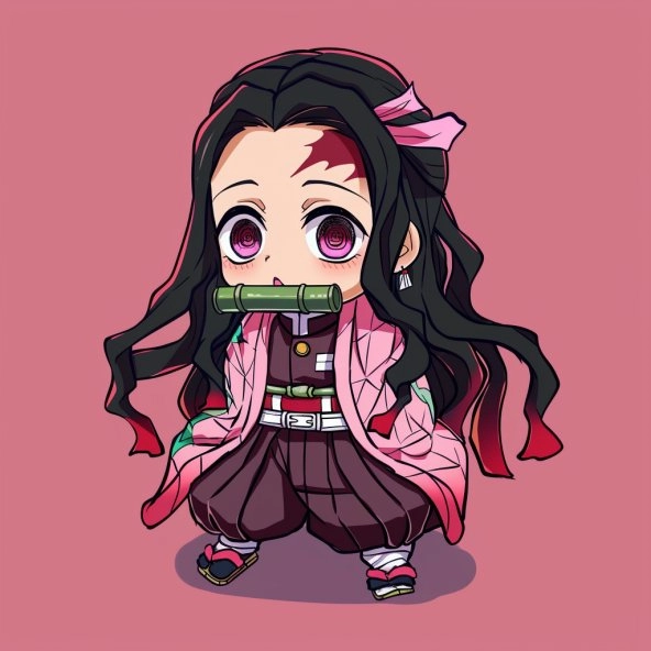 Mẫu nezuko chibi tô màu cho bé
