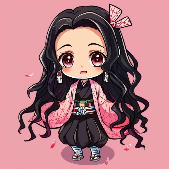 Bản vẽ easy nezuko chibi cho người mới