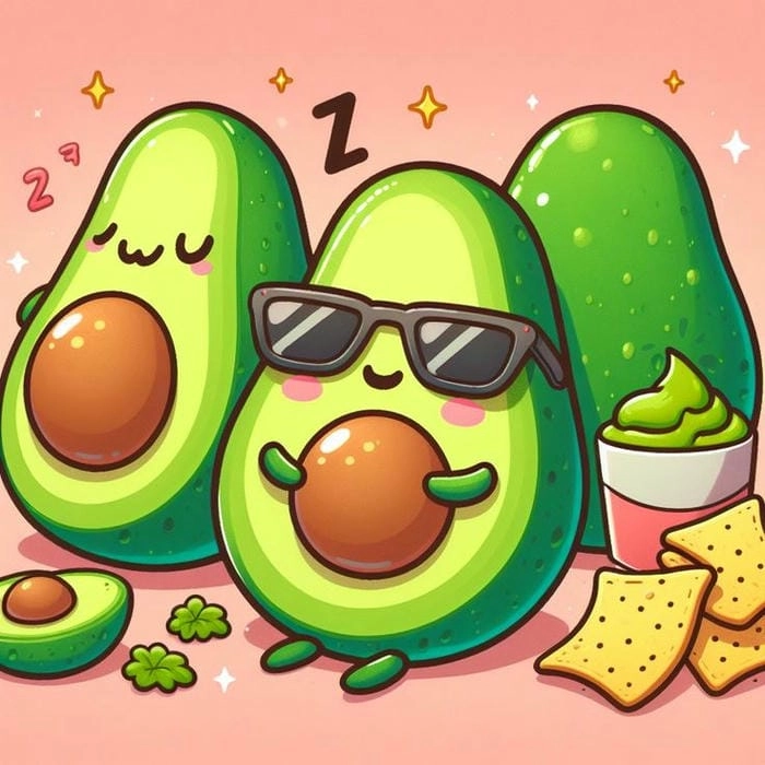 Thế giới hoạt hình gọi tên quả bơ chibi