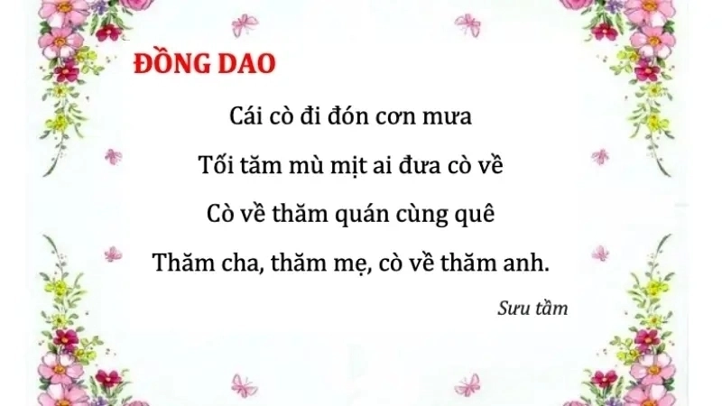 Lời bài ca dao Cái cò đi đón cơn mưa