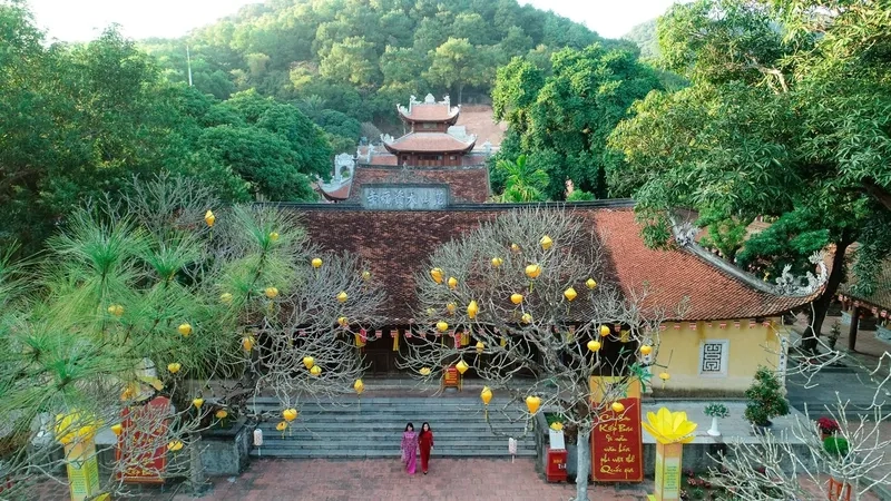 Đường lên Chùa Côn Sơn xanh mát bóng cây