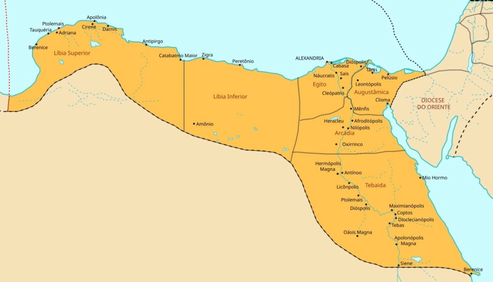 Vùng vựa lúa Ai Cập trên bản đồ hành chính La Mã cổ đại.